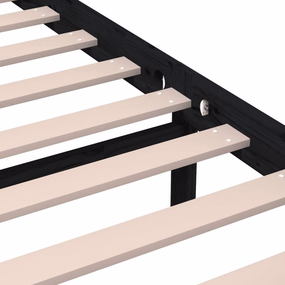 Berkfield Home Beautiful Bed Frame in Black Solid Pine Wood, 200 x 200 cm – 4