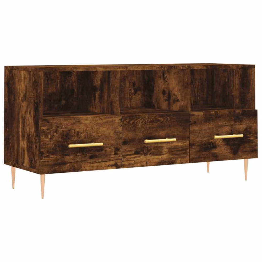 Berkfield Home Smoked Oak TV Cabinet in Brown, W/D/H: 102 x 36 x 50 cm – 3