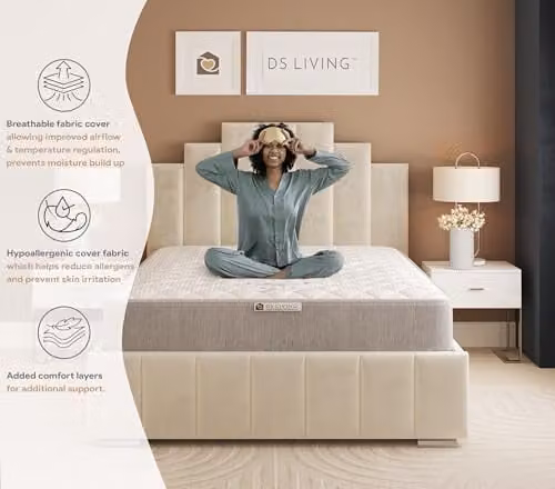 DS Living Haven Hybrid Memory Foam and Spring Mattress, Grey, W/D/H: 200 x 192 x 25 cm – 5