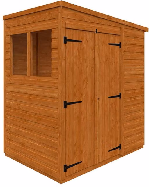 Buttercup Farm 4x6 Flex Pent Double Door 12mm Wooden Play House in Burnt Orange, W: 175 cm, D: 123.8 cm, H: 203 cm