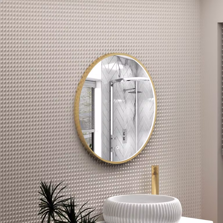 Royal Bathrooms Luxor Round LED Mirror in Brushed Brass with Touch Sensor and Demister Pad, W: 60 cm, H: 60 cm