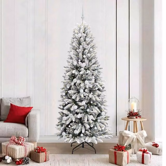 Berkfield Home Artificial Christmas Tree with 300 White LEDs, W/D/H: 78 x 78 x 210 cm – 1