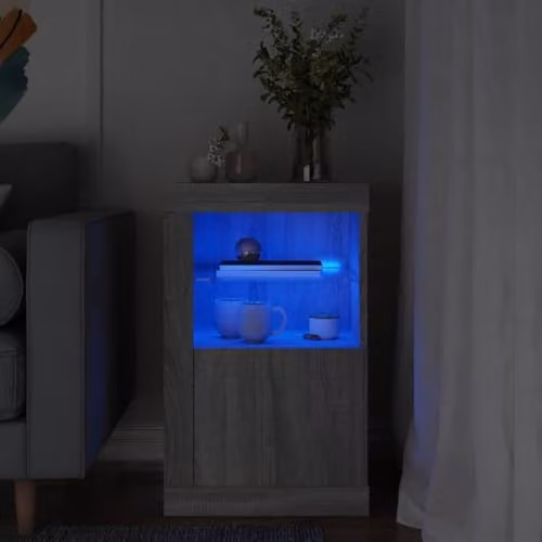 vidaXL Modern Side Cabinet with Integrated LED Lights in Grey Sonoma Engineered Wood – 3