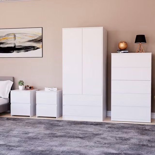 Vida Designs Denver 4 Piece Bedroom Set in White – 1
