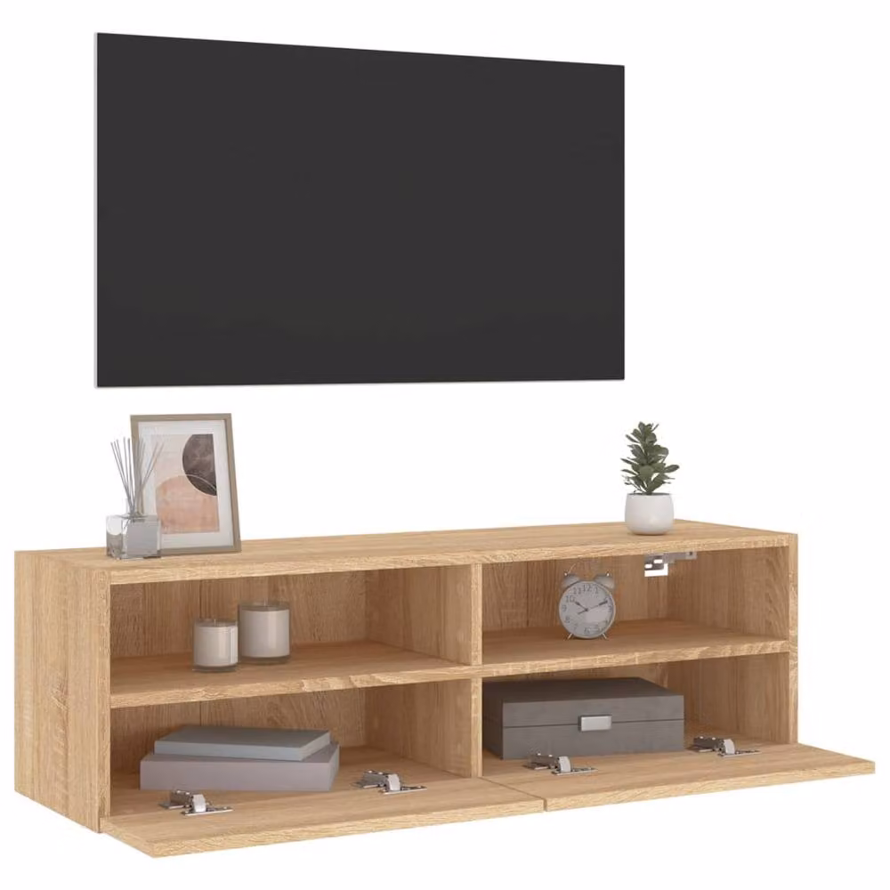 Berkfield Home Sonoma Oak TV Wall Cabinet, Brown, W/D/H: 100 x 30 x 30 cm – 4