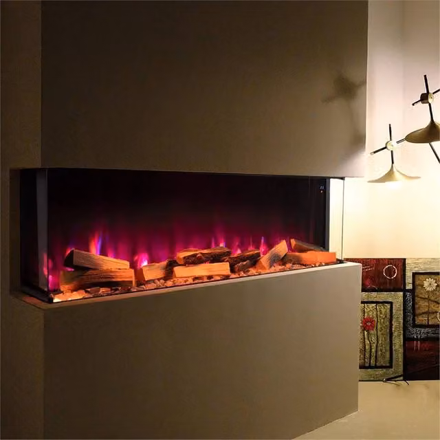 PAWNORA Electric 3 Sided Media Fire Standing Heater in Black, W: 152.4 cm