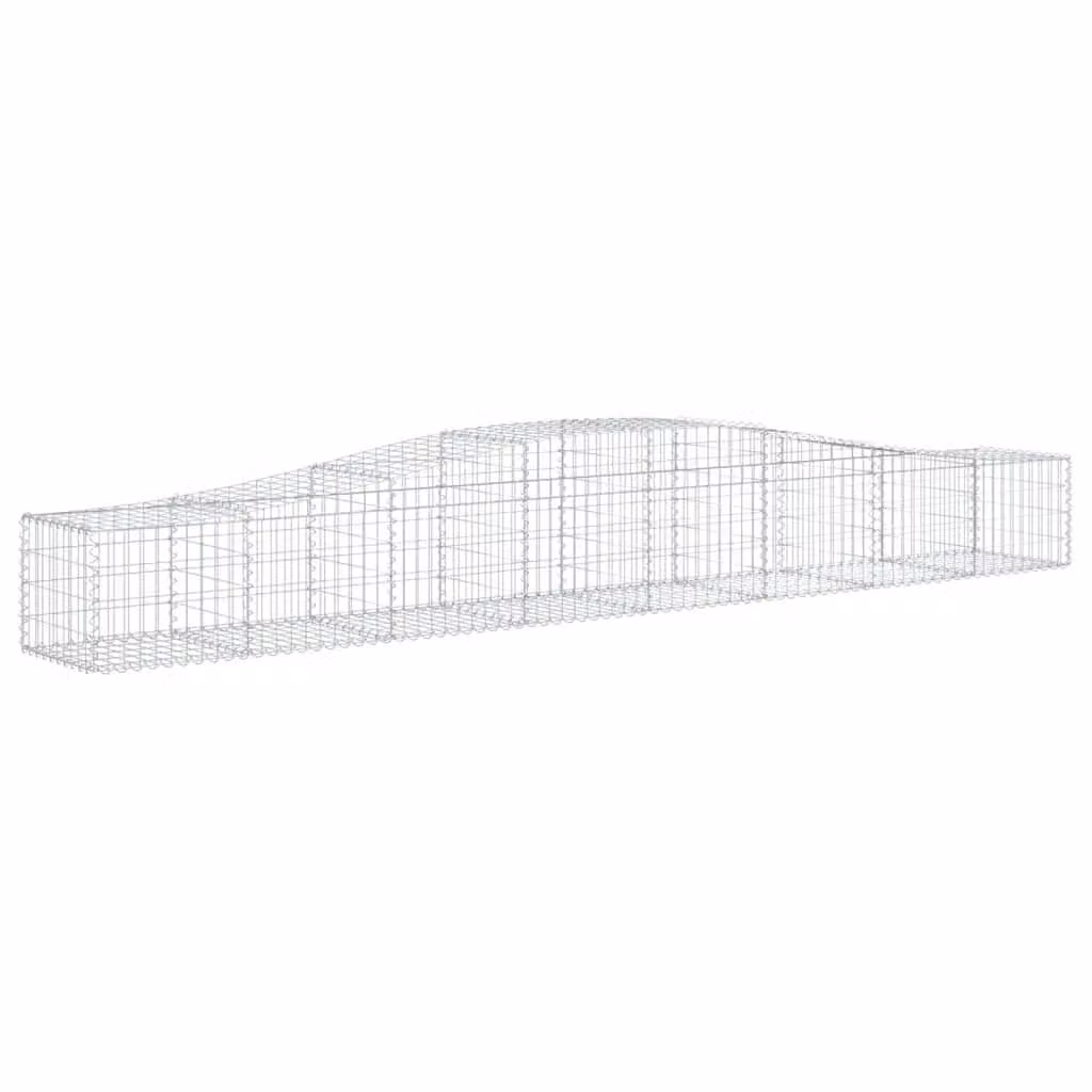Berkfield Home Arched Gabion Basket in Silver Galvanised Steel, W: 400 cm, D: 50 cm, H: 40-60 cm – 2