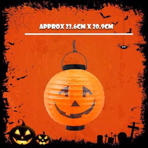 VFM e-Store Orange Pumpkin Halloween Paper Lantern, 20cm – 3