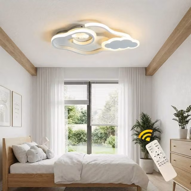 NIVOR 42W Dimmable LED Cloud Flush Mount Ceiling Light in White for Children's Rooms