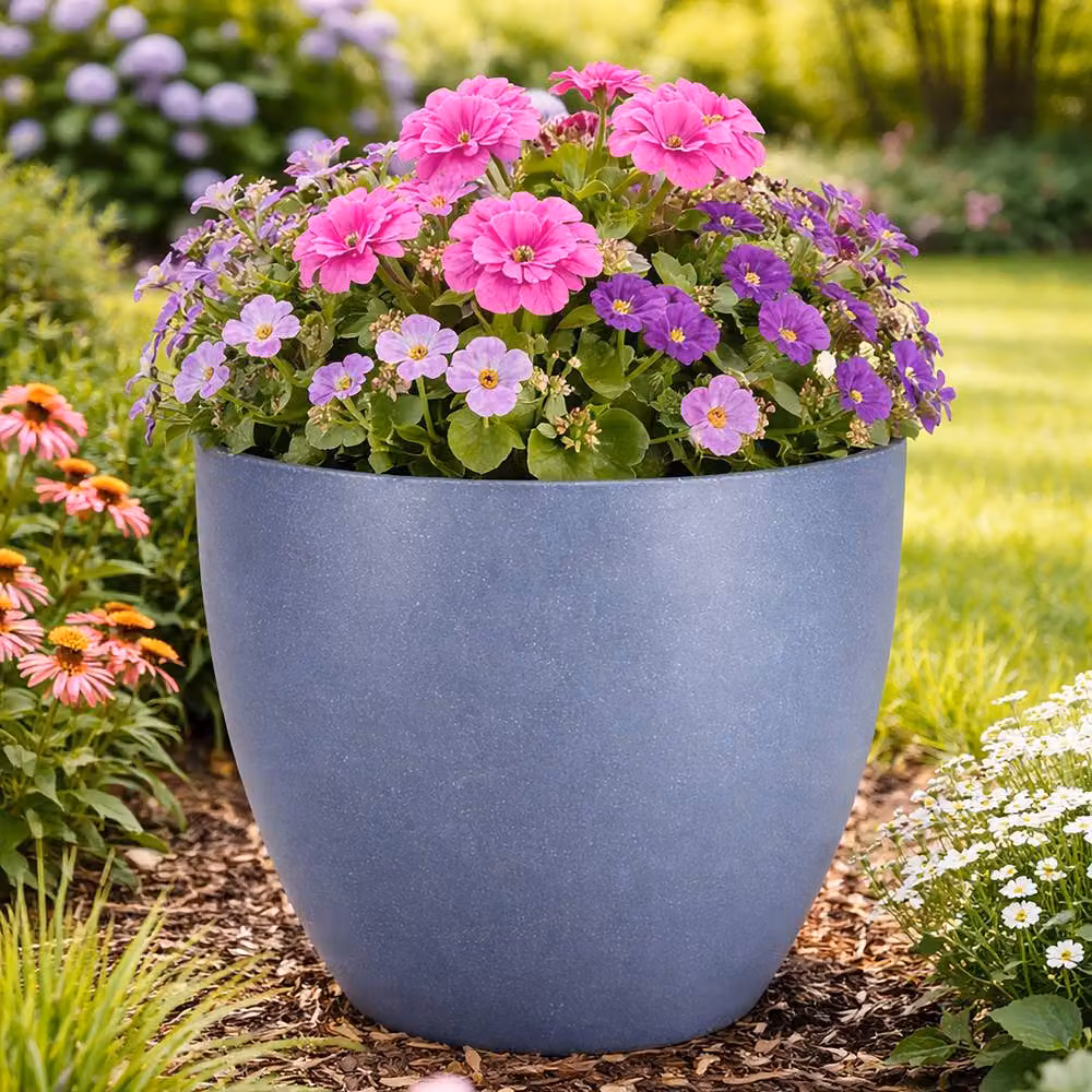 Simpa Canterbury Marl Plastic Planter Tub, Set of 2, Light Grey – 2