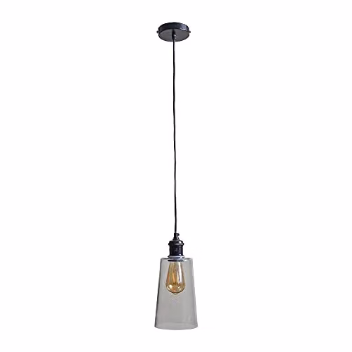 ValueLights Modern Matt Black and Transparent Glass Dome Pendant Ceiling Light with Warm White LED Bulb – 1