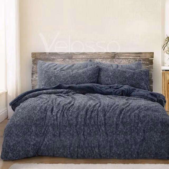 VELOSSO Blue Winter Duvet Cover and Pillowcase Set, W: 180 cm, H: 200 cm