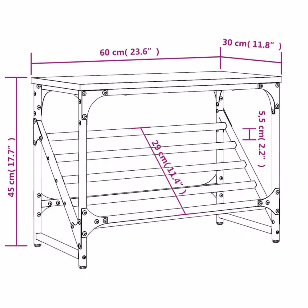 Berkfield Home Shoe Rack in Brown Oak, W/D/H: 60 x 30 x 45 cm – 5