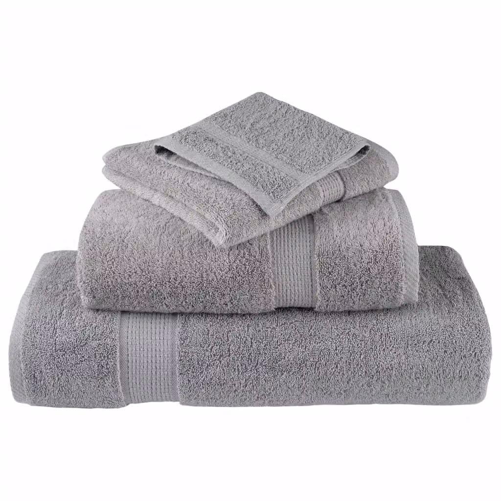 Berkfield Home SOLUND Premium Cotton Terry Bath Towels, Grey, 10 Pack, W: 150 cm, H: 100 cm, 600gsm – 4