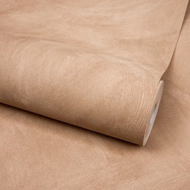 Grandeco Serra Rustic Limewash Chalk Paint Plaster Effect Textured Wallpaper in Coral and Beige