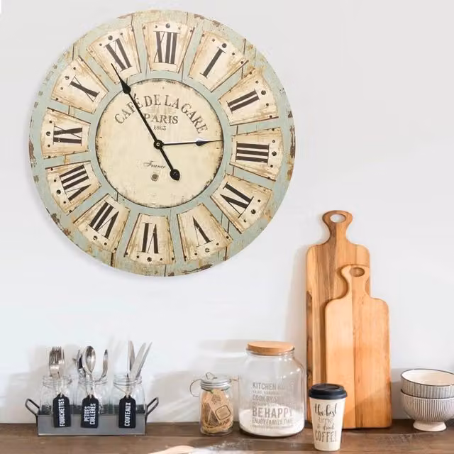 Berkfield Home Vintage Round Geometric Wall Clock, Multicolour, Diameter: 60 cm