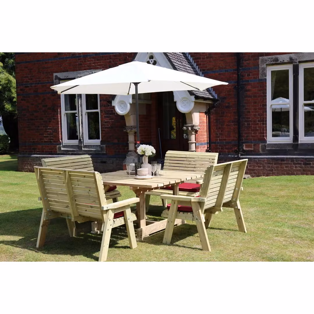 Churnet Valley Garden Furniture Ltd Ergo 8 Seat Square Table with Cushions in Brown – 3