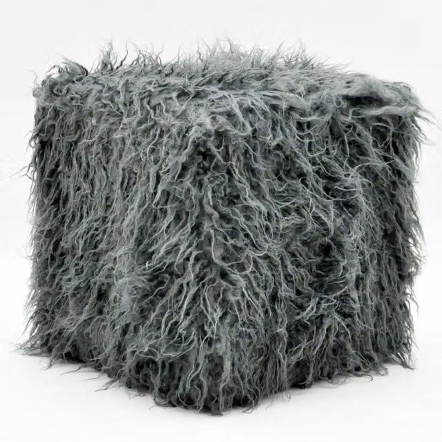 Minster Fluffy Footstool in Grey, W/D/H: 38 x 38 x 38 cm – 1