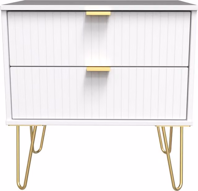 2 U Bexley 2 Drawer Side Table in White and Gold