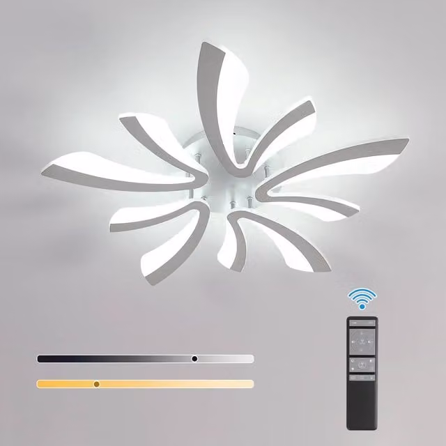 Pheashine Silver Modern LED Ceiling Light with Remote Control and Dimmable CCT 48W
