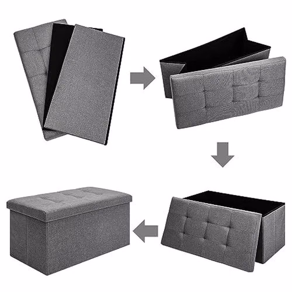 FORGEVIO Storage Seat Stool Trunk Chest in Dark Grey, W/D/H: 76 x 38 x 38 cm – 3