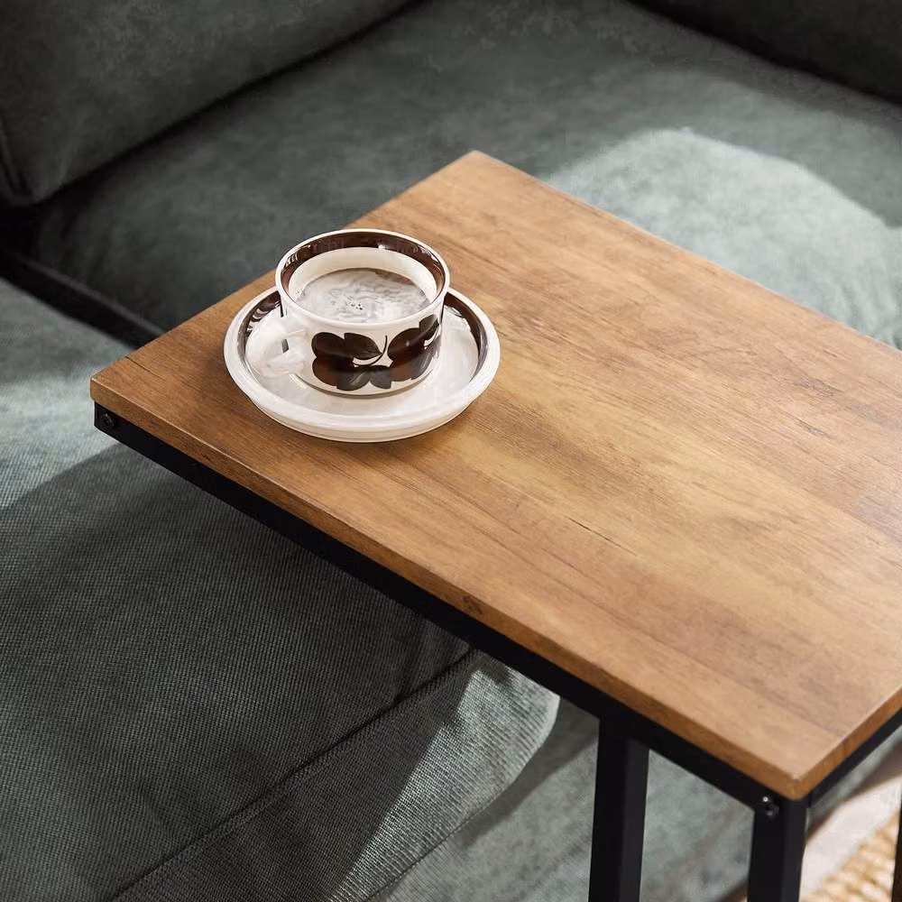 SoBuy Industrial Nesting Coffee Table Set with Black Metal Frame and MDF Tops – 5