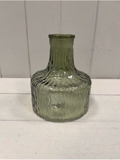 KDMD Vintage Green Striped Decorative Glass Bottle