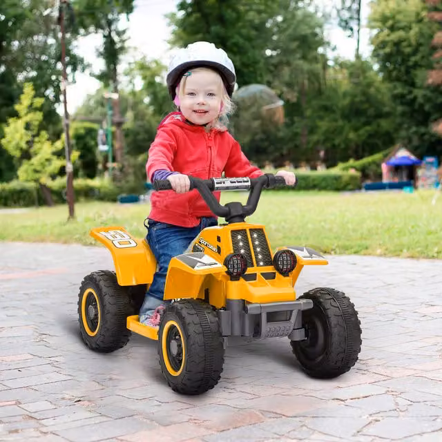AIYAPLAY 6V Electric Quad Bike for Kids in Yellow with Light and Sound Effects