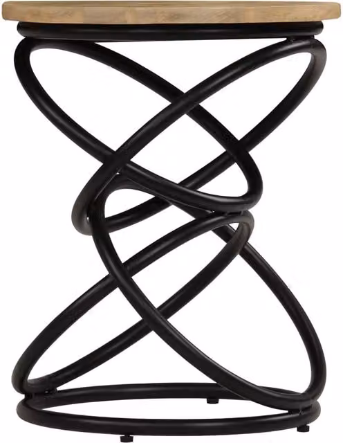 Berkfield Home Round Solid Mango Wood Decorative End Table with X-Frame in Brown and Black, W: 40 cm, D: 50 cm – 1