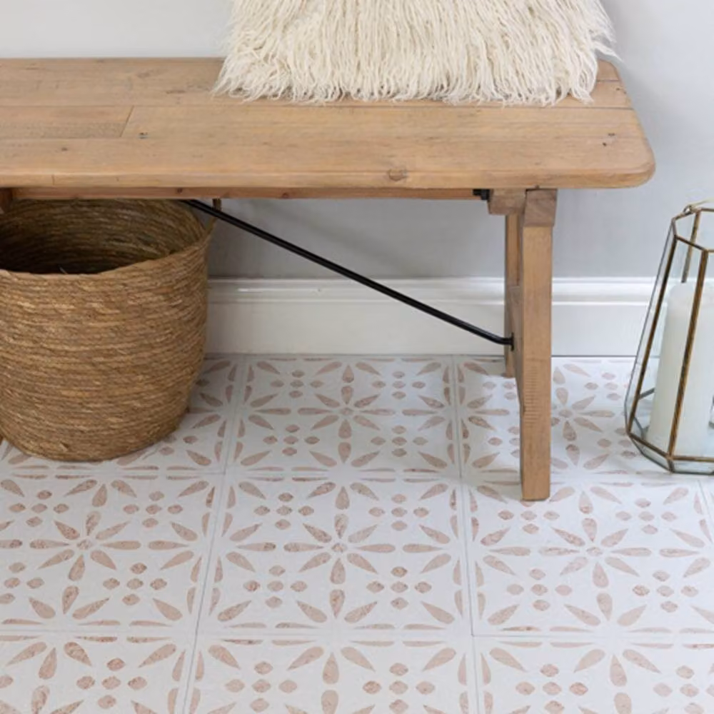 D-C-Fix Vintage Floral Self Adhesive Vinyl Floor Tiles, Beige, Pack of 11 (1sqm), W/D/H: 30.48 x 30.48 x 30.48 cm – 3