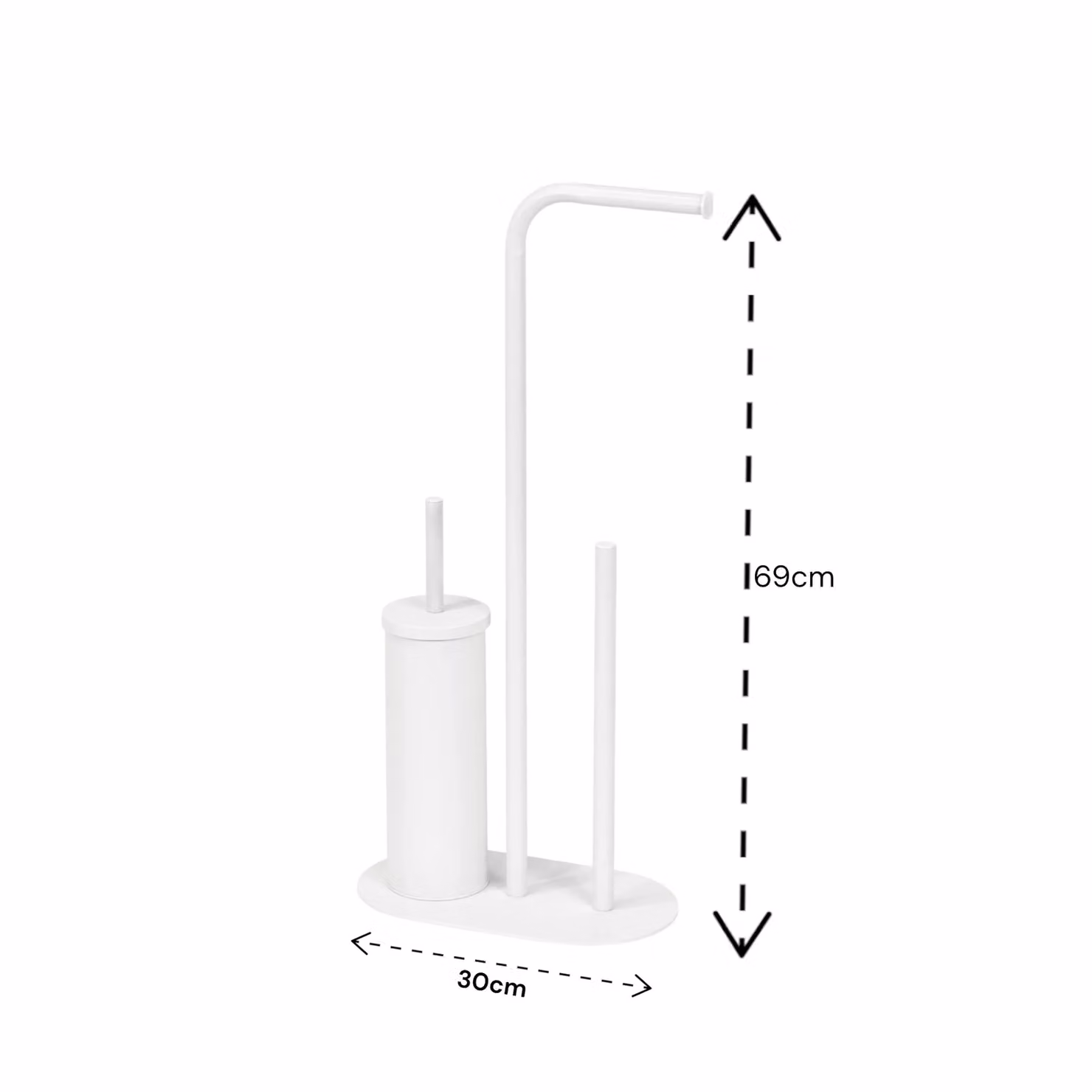 Showerdrape Aspen 3 in 1 Freestanding Toilet Roll Holder and Brush Combo in White and Black – 2