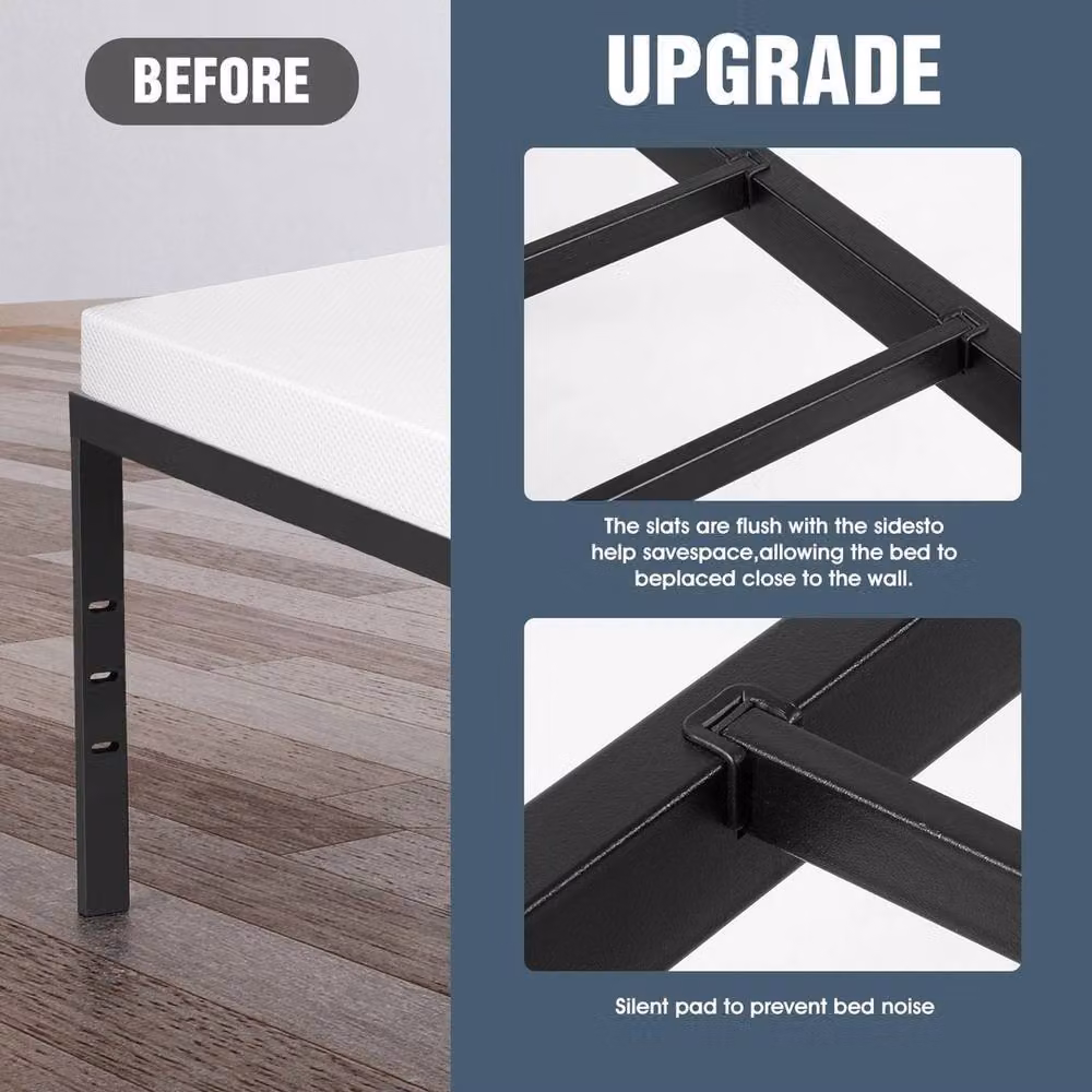 NESTLUNE Black Metal King Size Bed Frame and Mattress Foundation – 4