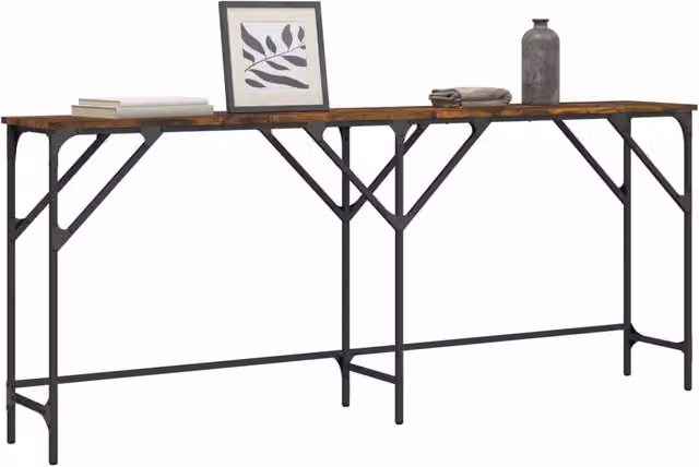 Berkfield Home Smoked Oak Console Table, Brown, W: 180 cm, D: 29 cm, H: 75 cm