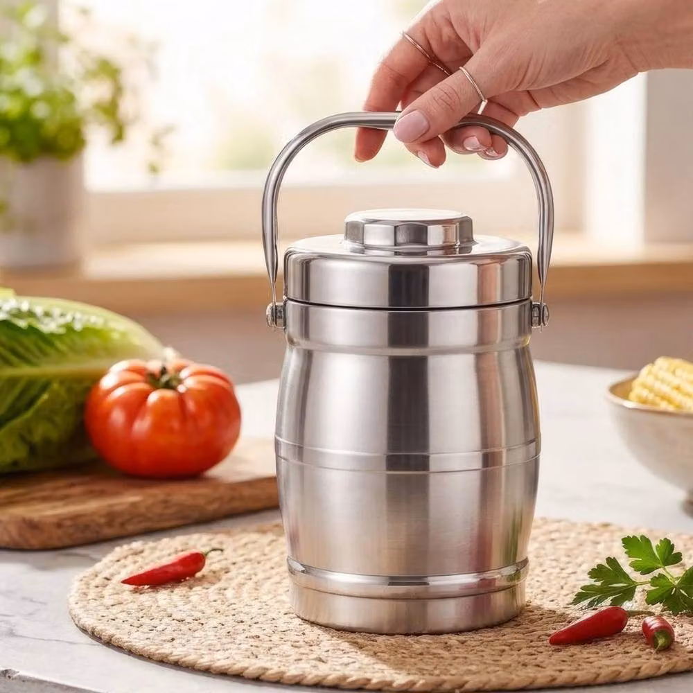 PAWNORA Stainless Steel Insulated and Leakproof Lunch Box in Silver – 3