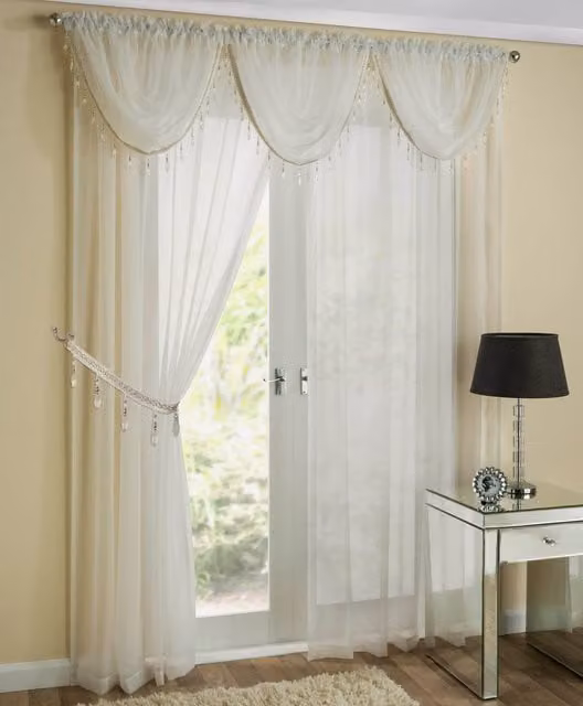 Terrys Crystal Ready Made Single Voile Curtain Panel in Cream