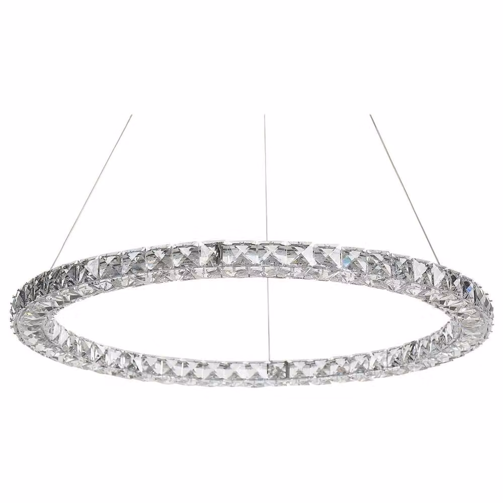 Wyld and Coco Silver LED Ring Pendant Lamp with Crystal Glass Accents – 2