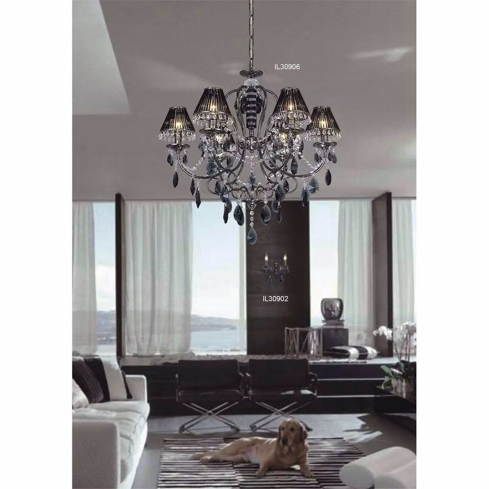 Netlighting Luna Crystal Ceiling Light with 8 E14 Sockets in Black and Chrome – 2