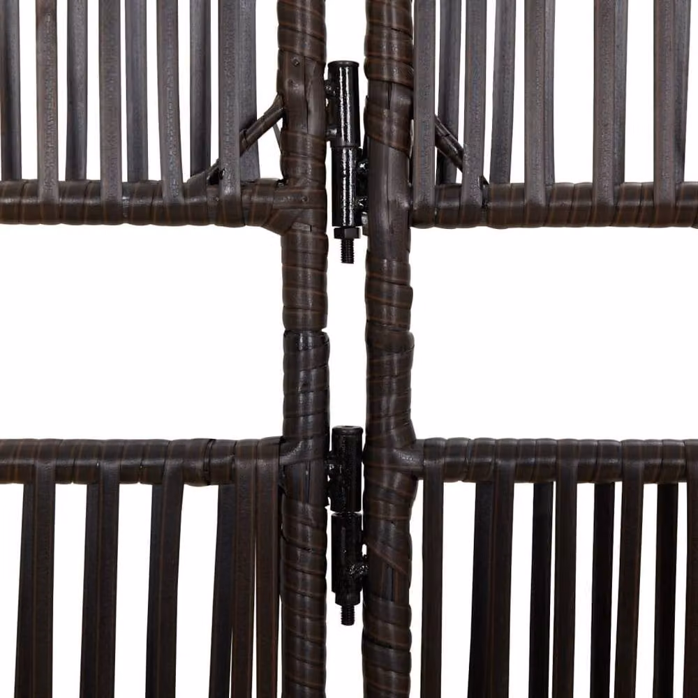 Berkfield Home 3 Panel Brown Poly Rattan and Steel Room Divider – 5