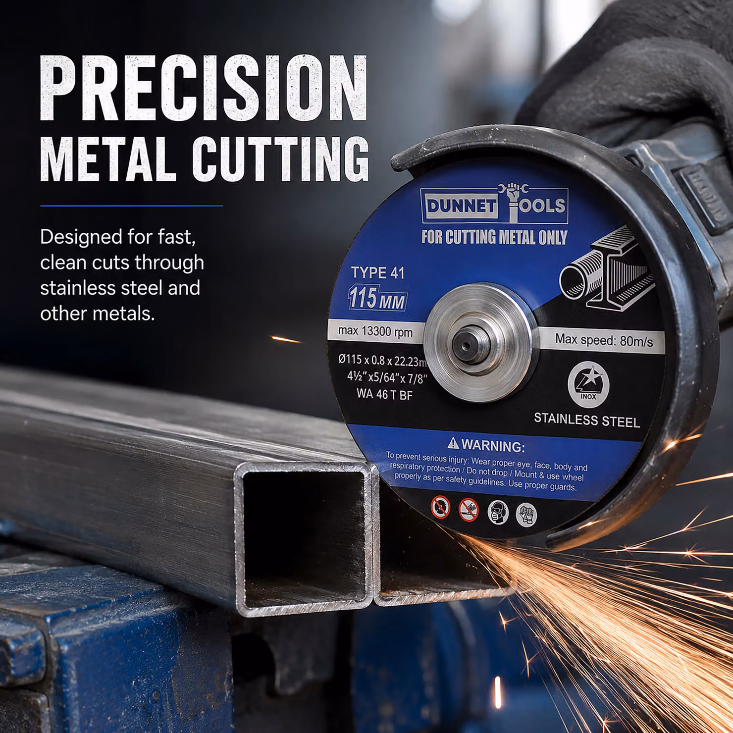 Marco Paul Pack of 10 Grey Metal Cutting Discs for Stainless Steel, 115mm – 3