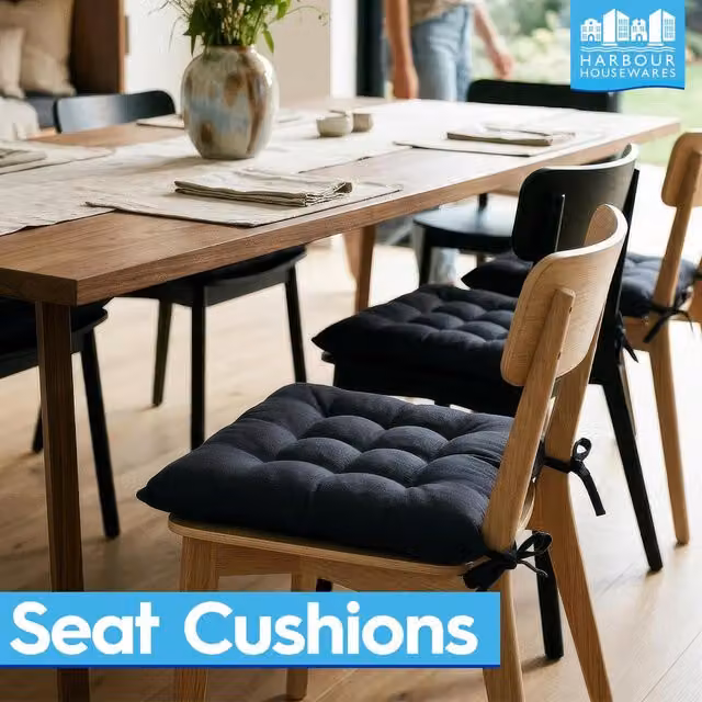 Harbour Housewares Modern Square Seat Pad with Removable Cover in Beige and Black, W/D/H: 40 x 40 x 40 cm