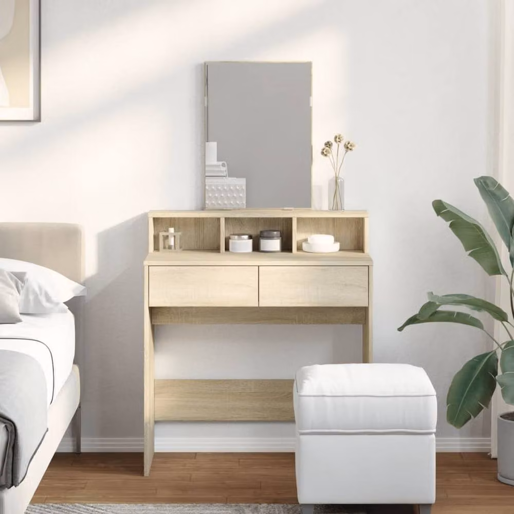 Berkfield Home Dressing Table with Mirror in Sonoma Oak Brown, W/D/H: 80 x 41 x 144.5 cm – 3