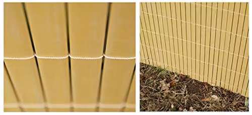 Primrose Artificial Bamboo Cane Garden Privacy Screening Fence Roll in Beige and Green, W: 4 m, H: 1 m – 2