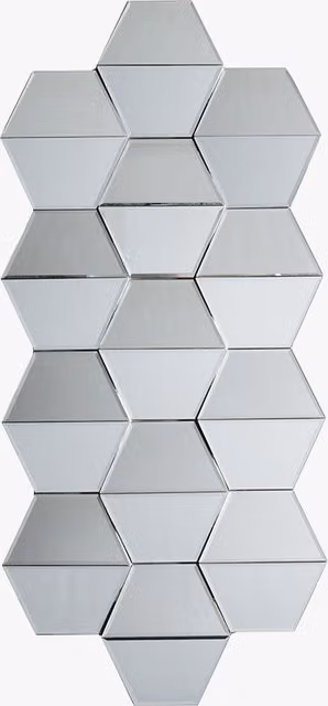 Perch & Parrow Geometric Honeycomb Hanging Mirror in Silver Glass