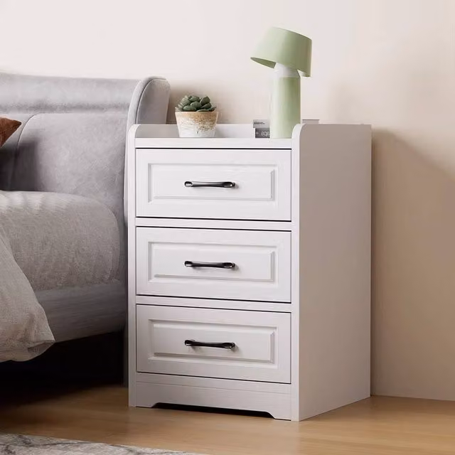 EONLION 3 Drawer Wooden Bedroom Bedside Cabinet in White – 1