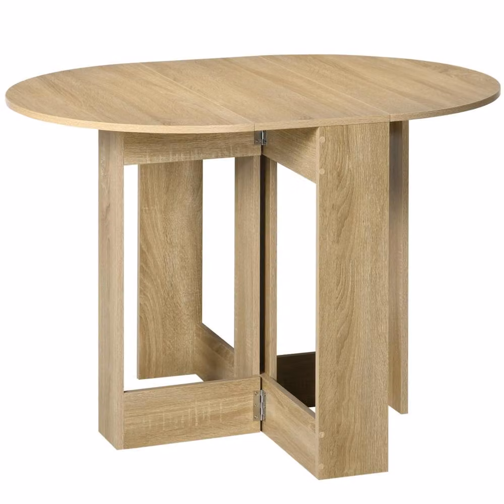 Wyld Haus Vietma Oak Round Drop Leaf Folding Dining Table in Light Oak, W/D/H: 76 x 73.7 x 76 cm – 2