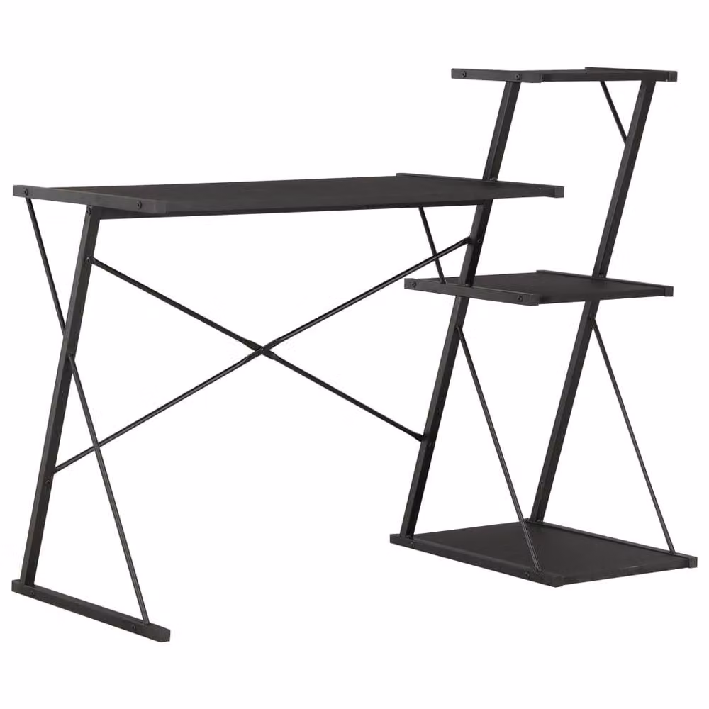 Berkfield Home Elegant Writing Desk with Shelf, Black, W/D/H: 116 x 50 x 93 cm – 2
