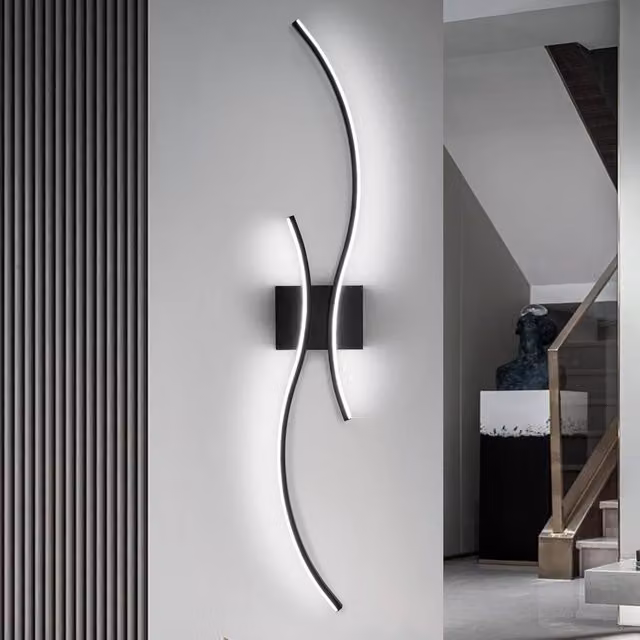 Goeco Modern LED Wall Light, Black, 27W, 6500K Cool White, W: 80 cm