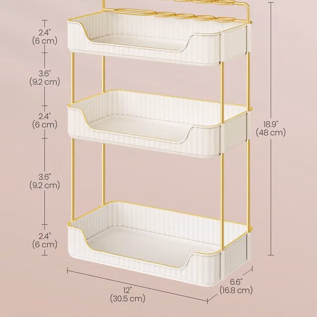 SONGMICS 3-Tier Freestanding Makeup and Skincare Organiser in White