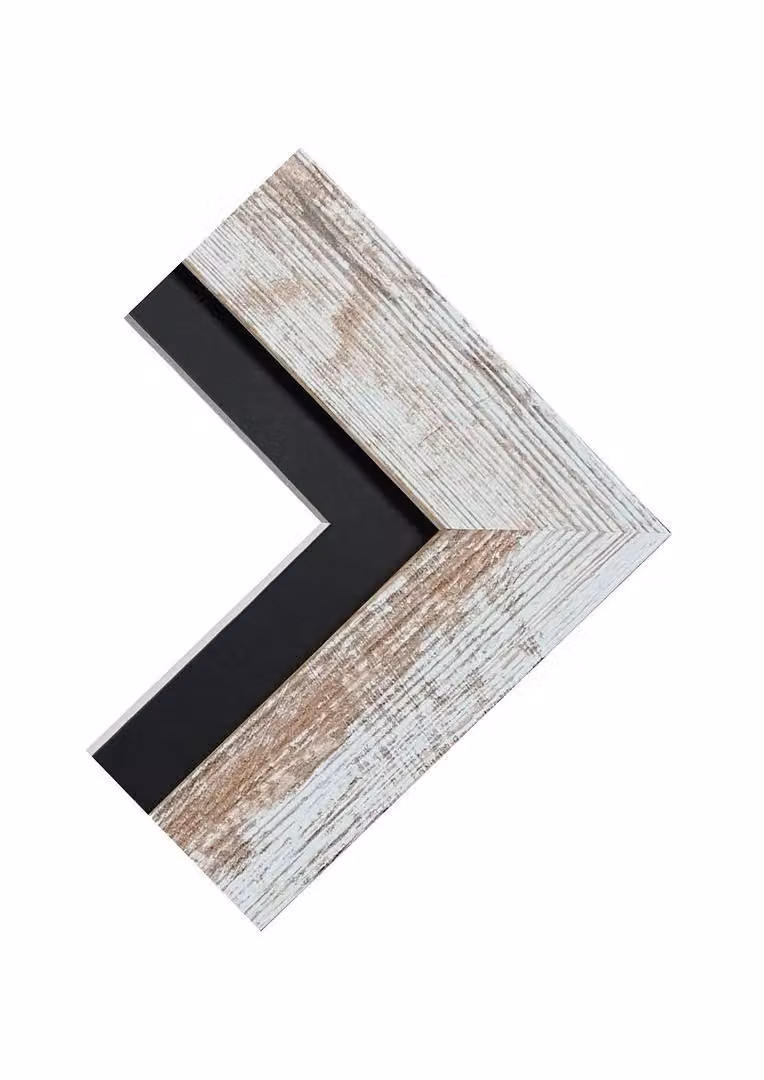 Frames & Mirrors 4U Metro Modern Rectangular Single Picture Frame in Distressed White with Black Mount for 45 x 30 cm Images – 2