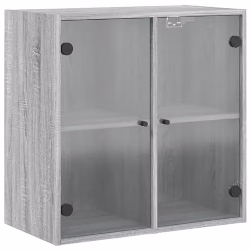 vidaXL Wall Cabinet with Glass Doors in Grey, W/D/H: 68 x 37 x 68.5 cm